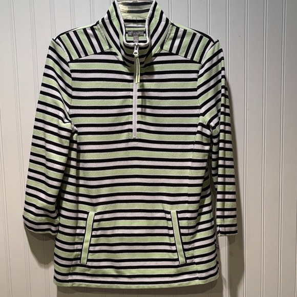 Talbots Tops - Talbots Black and Green Striped 3/4 Top Size M